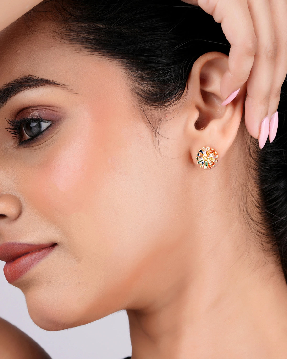 Swannah Multicolor Crystal Stud Statement Earrings for Women
