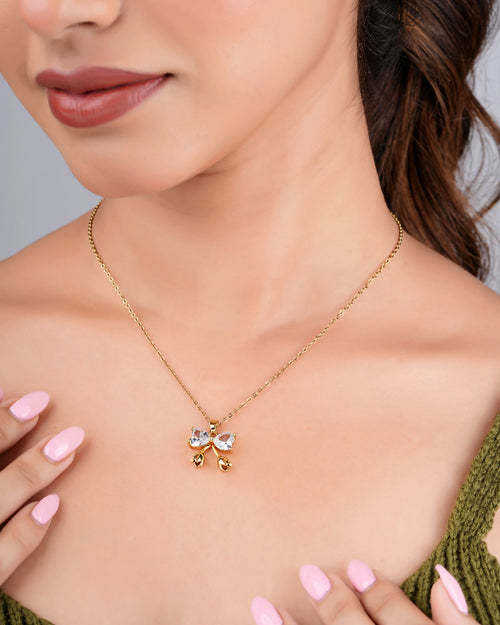 Swannah Crystal Bow Necklace