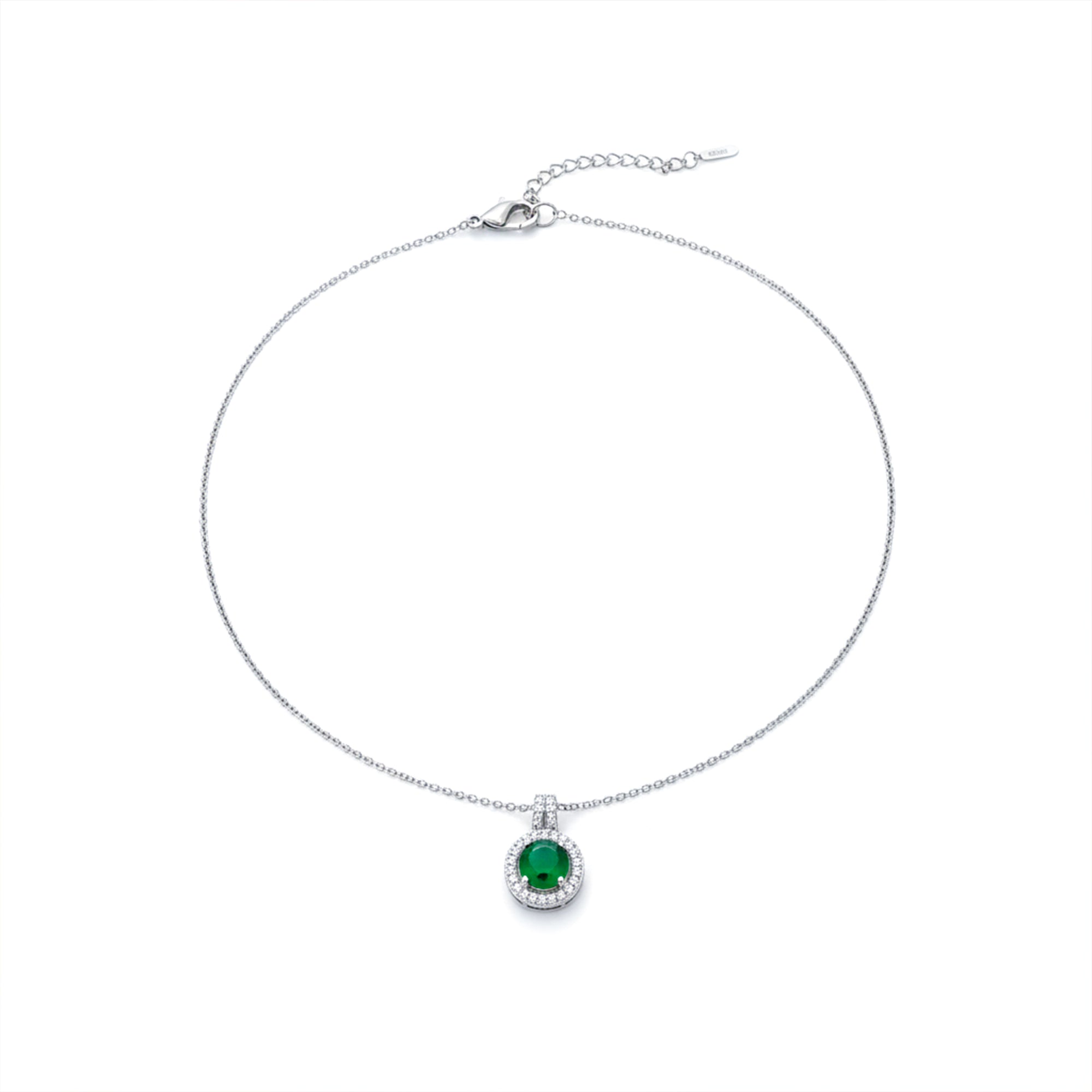 Swannah Emerald Halo Necklace