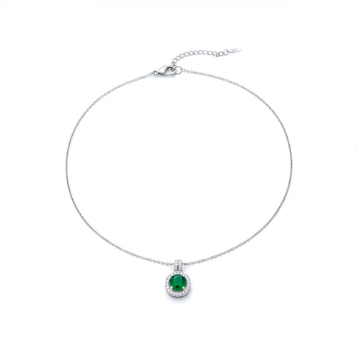 Swannah Emerald Halo Necklace