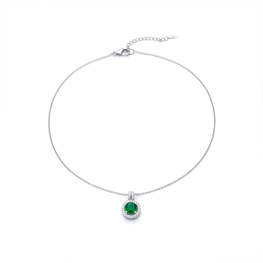 Swannah Emerald Halo Necklace