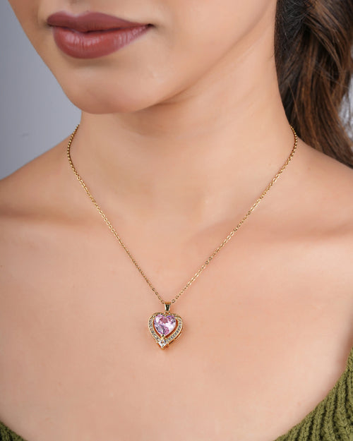 Swannah Pink Crystal Heart Necklace