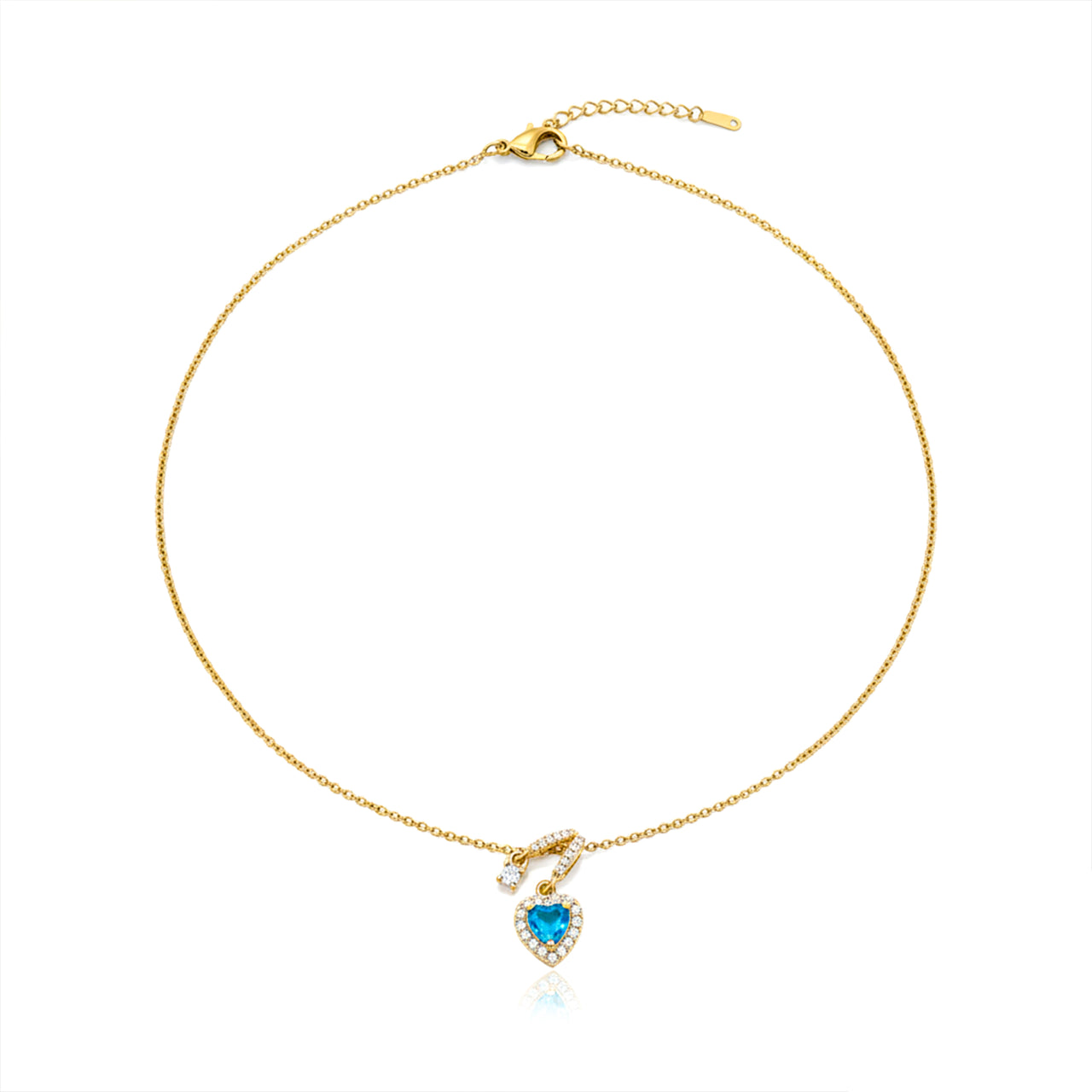 Swannah Blue Heart Charm Necklace