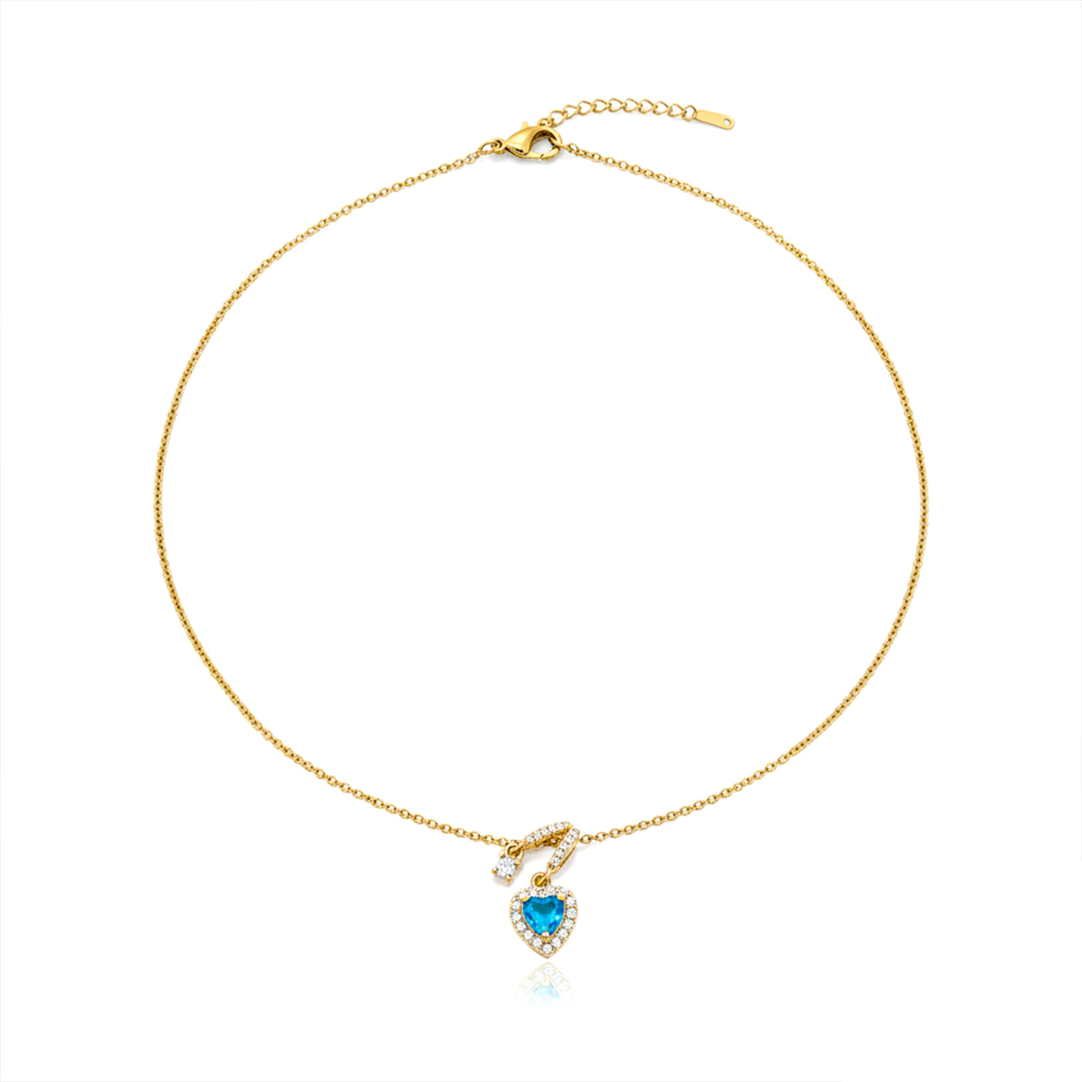 Swannah Blue Heart Charm Necklace