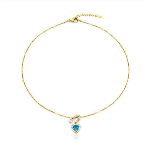 Swannah Blue Heart Charm Necklace