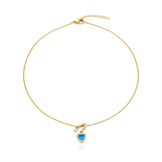 Swannah Blue Heart Charm Necklace