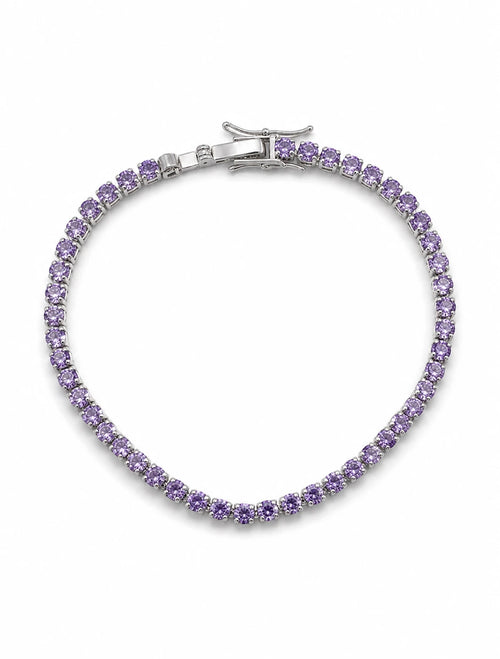 Swannah Lavender Spark Tennis Purple Crystal Silver Bracelet for Women