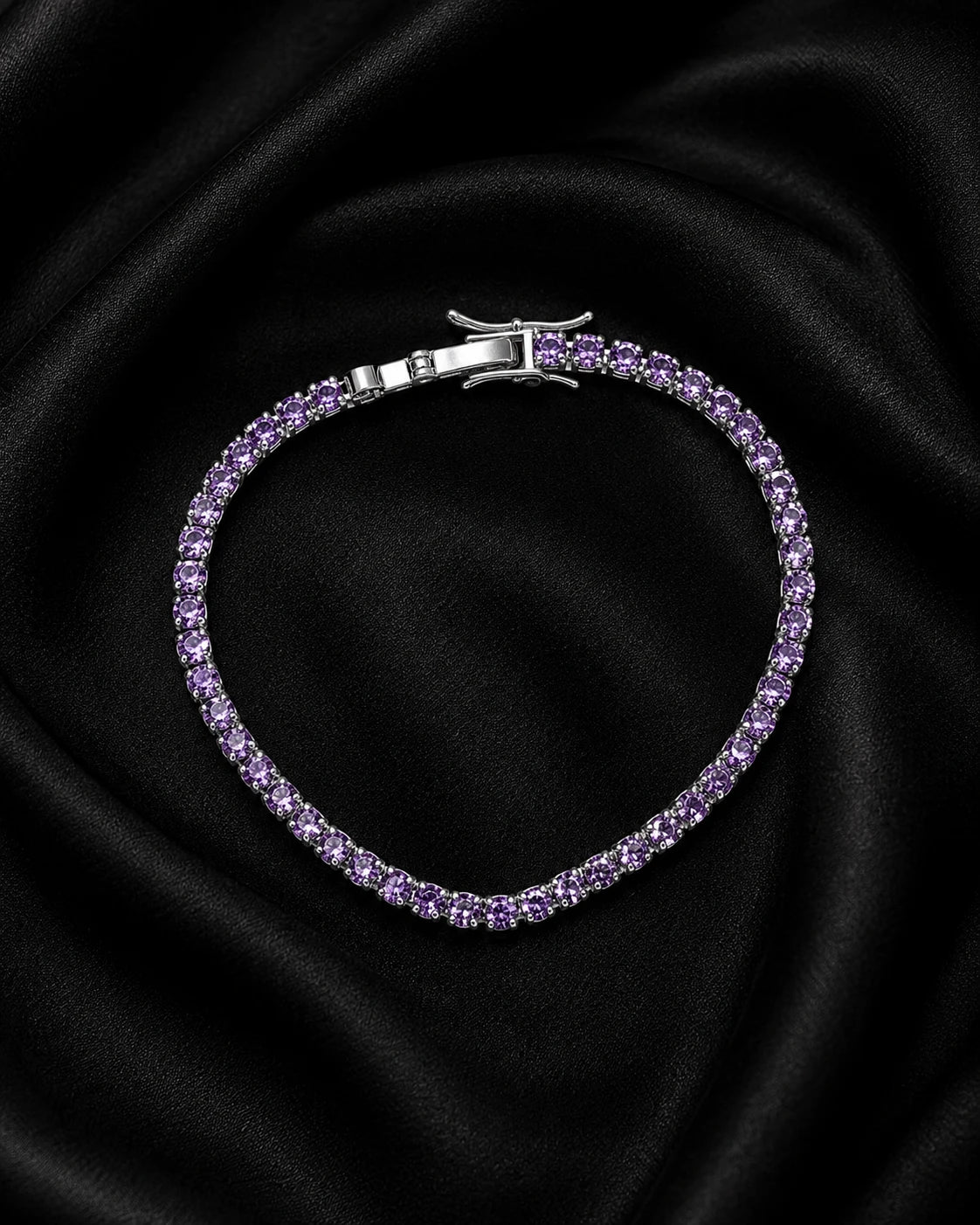 Swannah Lavender Spark Tennis Purple Crystal Silver Bracelet for Women