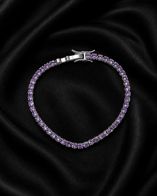Swannah Lavender Spark Tennis Purple Crystal Silver Bracelet for Women