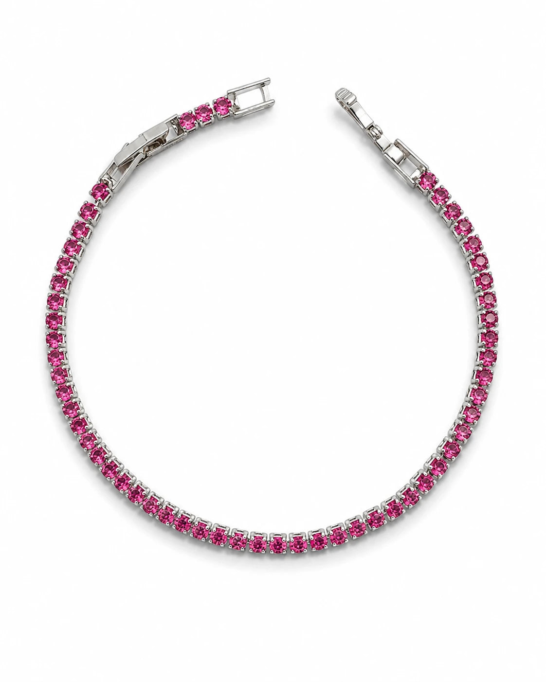 Swannah Pink Radiance Tennis Pink Crystal Silver Bracelet