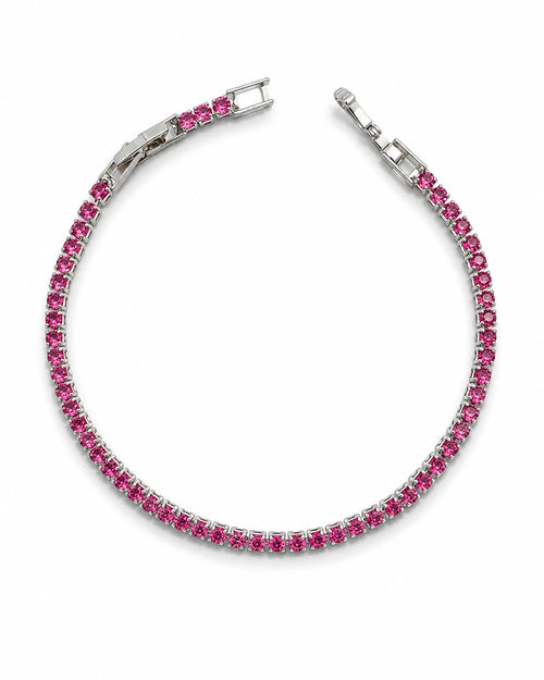 Swannah Pink Radiance Tennis Pink Crystal Silver Bracelet