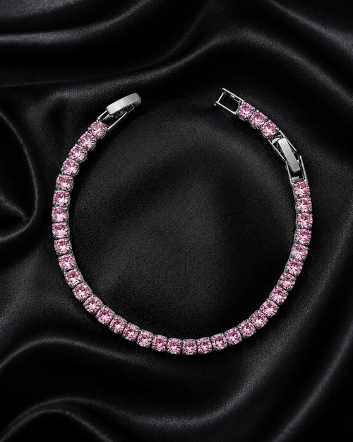 Swannah Blush Pink Tennis Pink Crystal Silver Bracelet for Women
