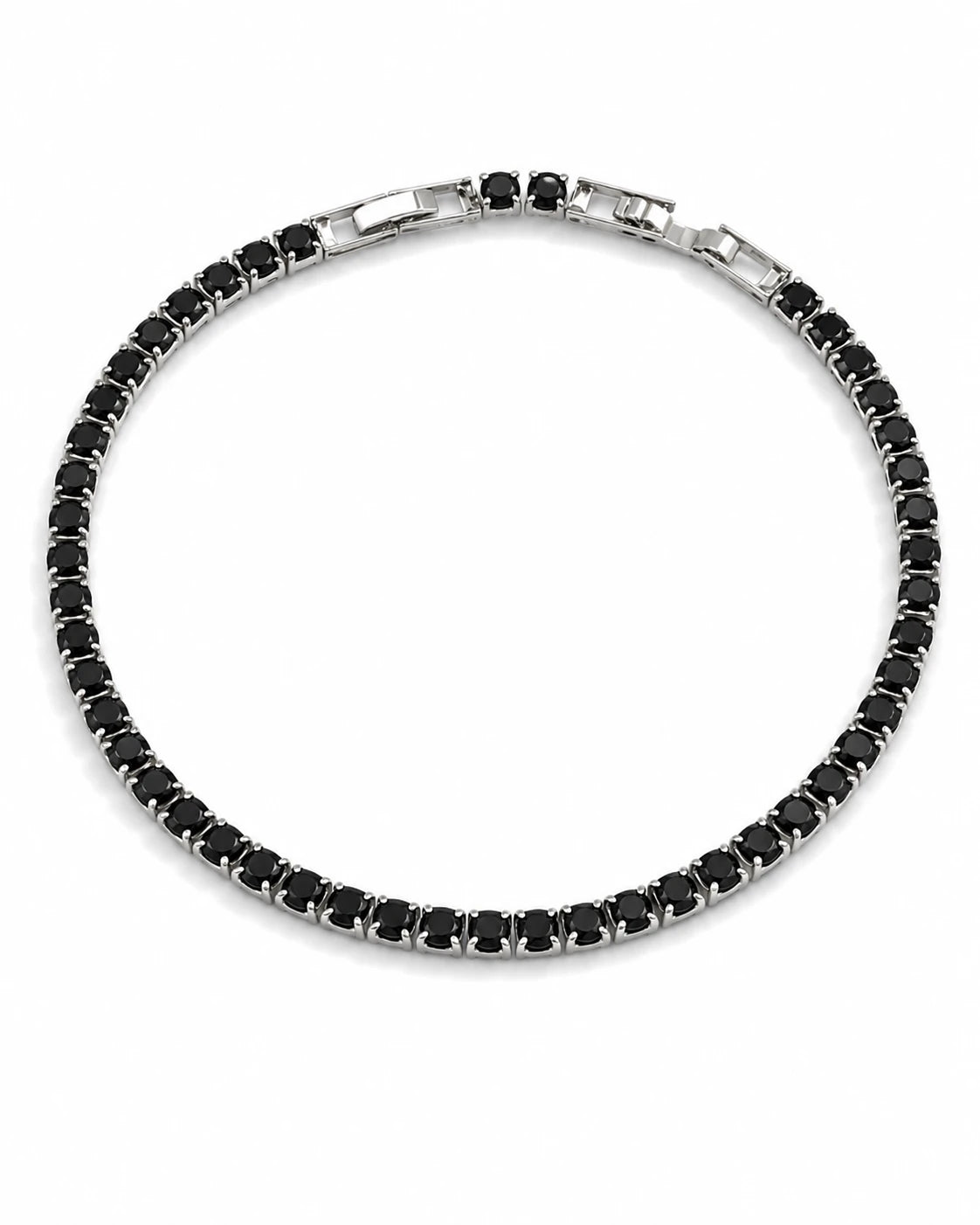 Swannah Midnight Black Tennis Black Crystal Silver Bracelet for Women
