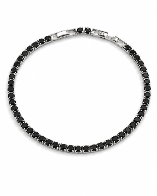 Swannah Midnight Black Tennis Black Crystal Silver Bracelet for Women