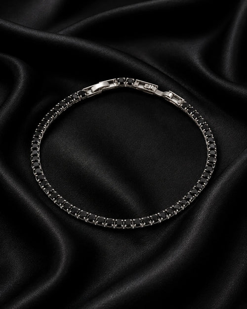Swannah Midnight Black Tennis Black Crystal Silver Bracelet for Women