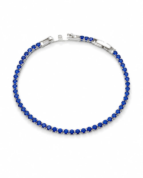 Swannah Royal Blue Tennis Sapphire Blue Crystal Silver Bracelet for Women