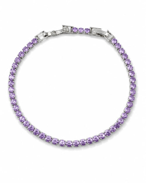 Swannah Lavender Glow Tennis Purple Crystal Silver Bracelet for Women