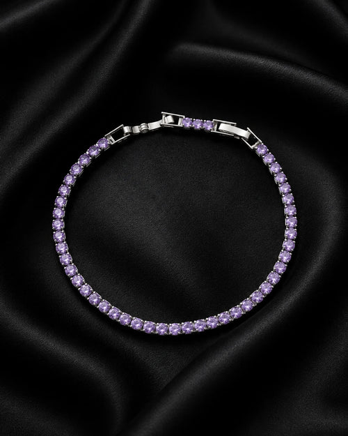 Swannah Lavender Glow Tennis Purple Crystal Silver Bracelet for Women