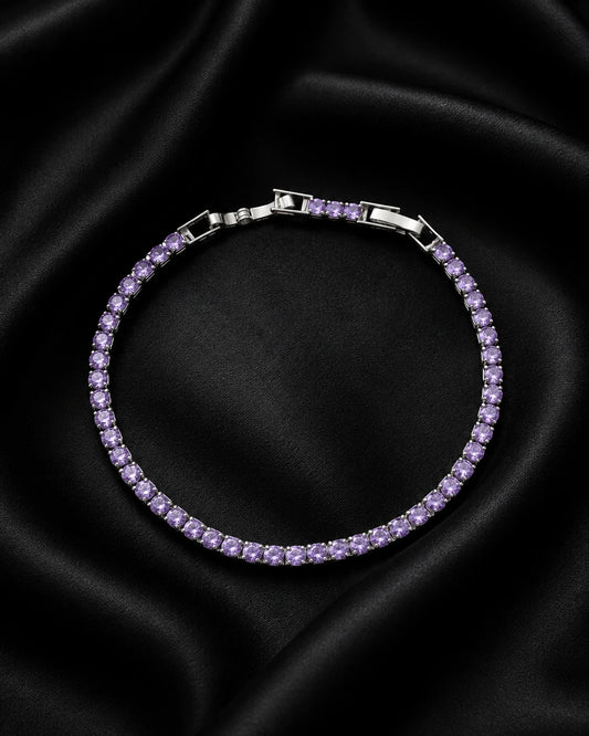 Swannah Lavender Glow Tennis Purple Crystal Silver Bracelet for Women
