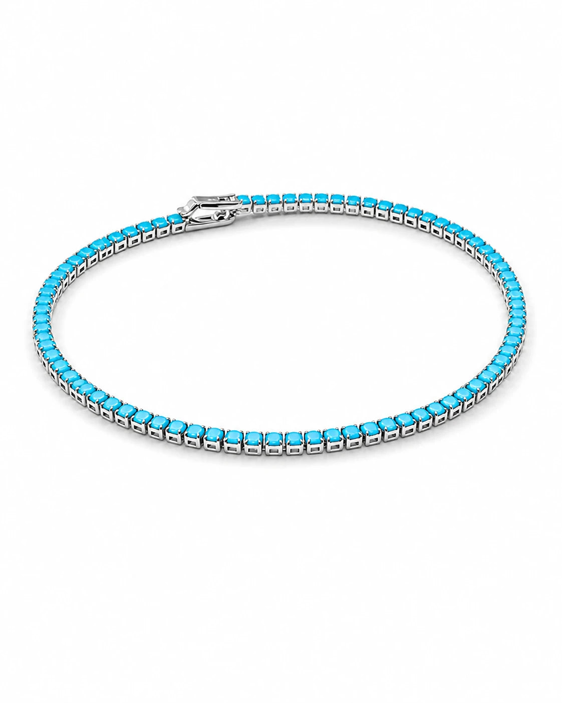 Swannah Ocean Breeze Tennis Turquoise Crystal Silver Bracelet for Women