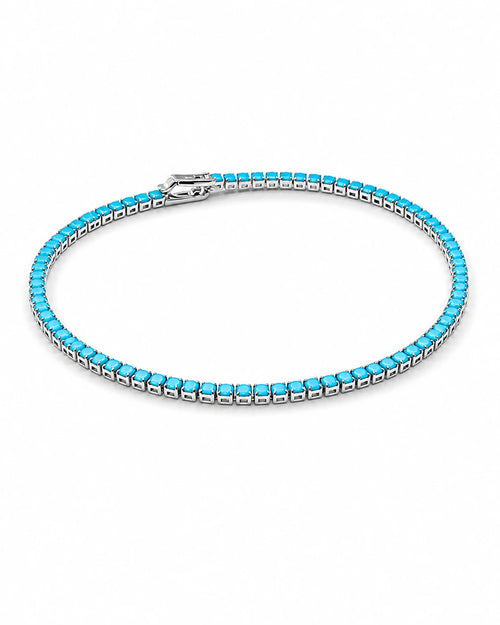 Swannah Ocean Breeze Tennis Turquoise Crystal Silver Bracelet for Women
