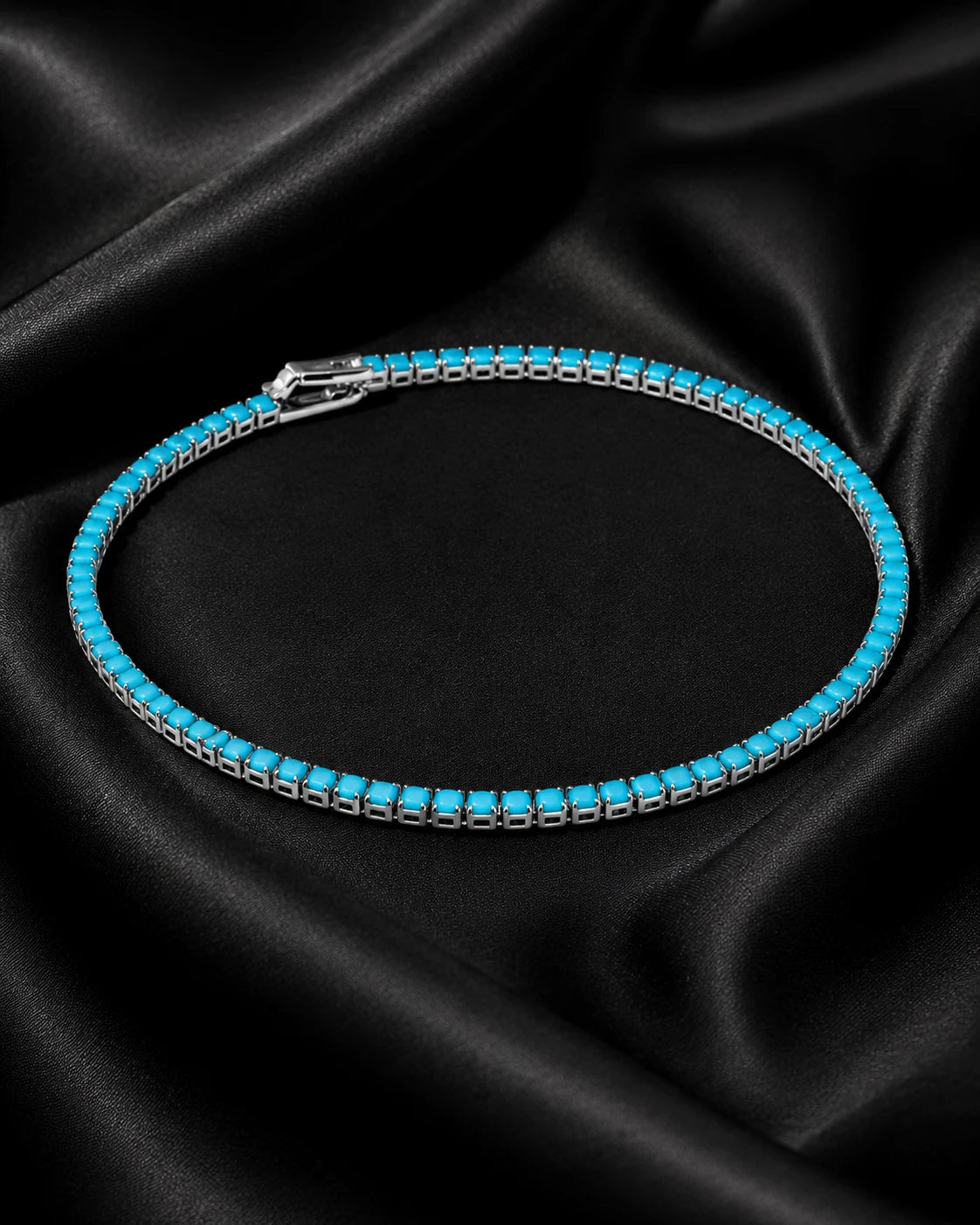 Swannah Ocean Breeze Tennis Turquoise Crystal Silver Bracelet for Women