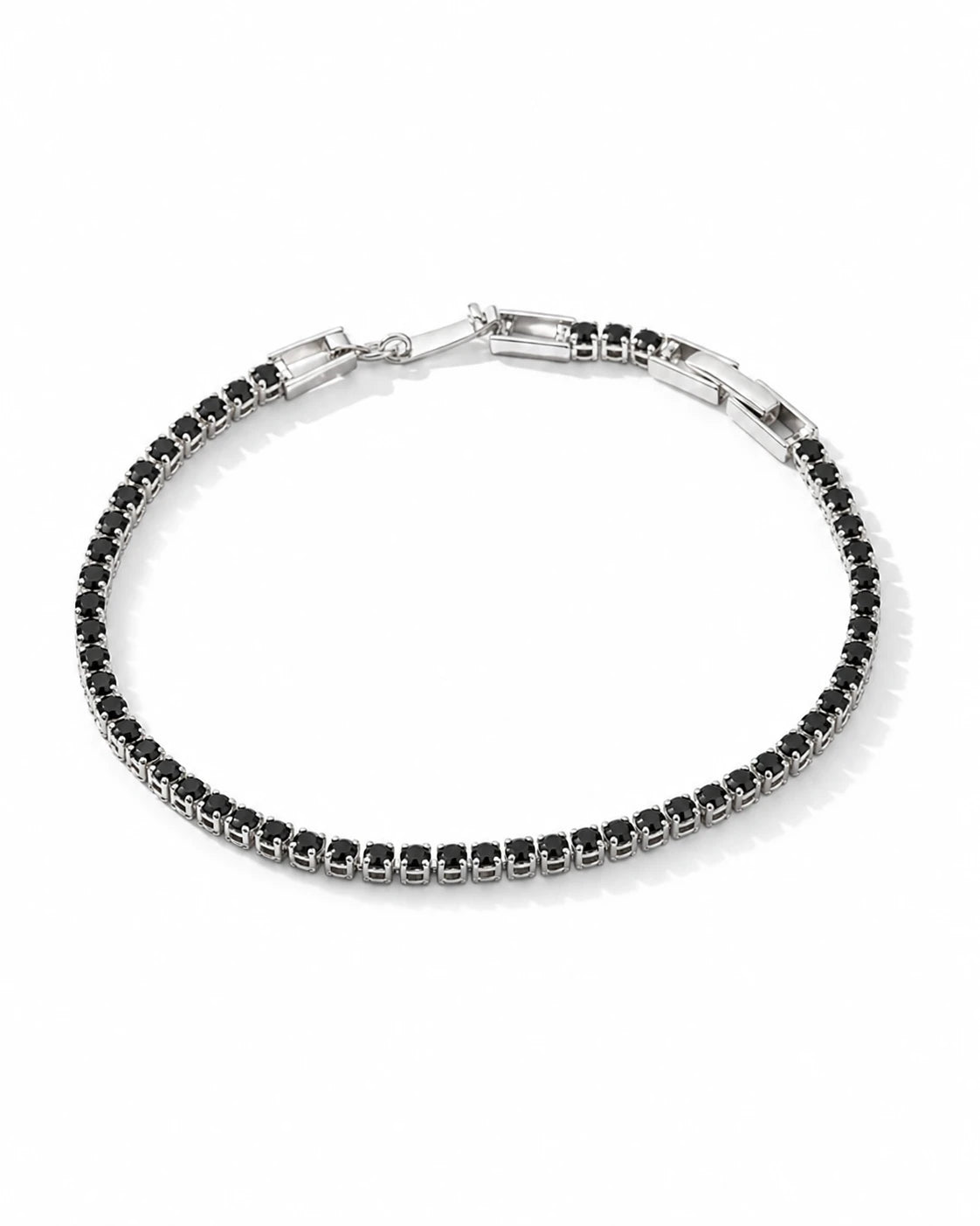 Swannah Midnight Elegance Tennis Black Crystal Silver Bracelet for Women