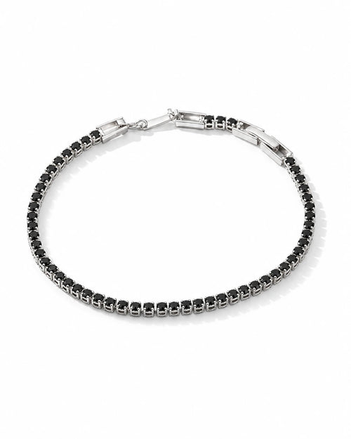 Swannah Midnight Elegance Tennis Black Crystal Silver Bracelet for Women