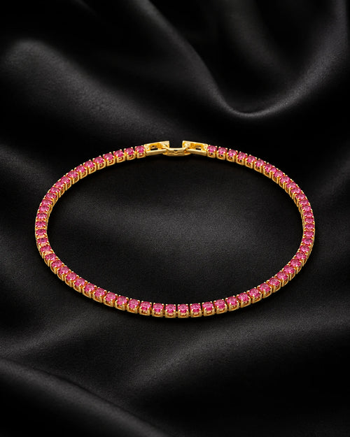 Swannah Pink Radiance Tennis Pink Crystal Gold Bracelet for Women