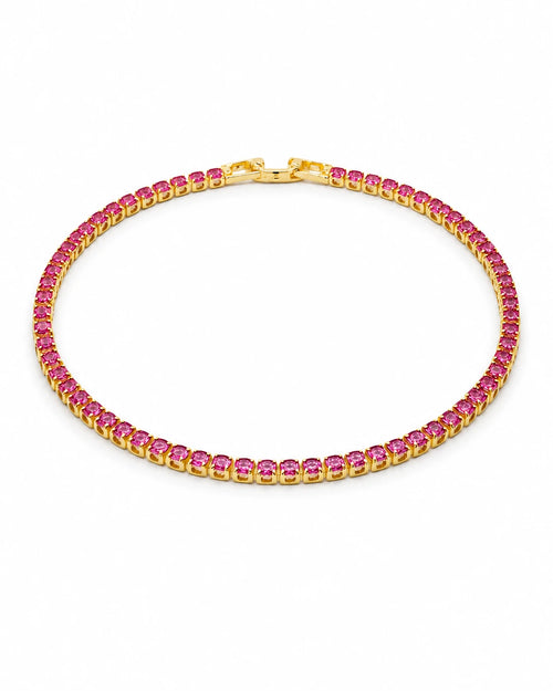Swannah Pink Radiance Tennis Pink Crystal Gold Bracelet for Women
