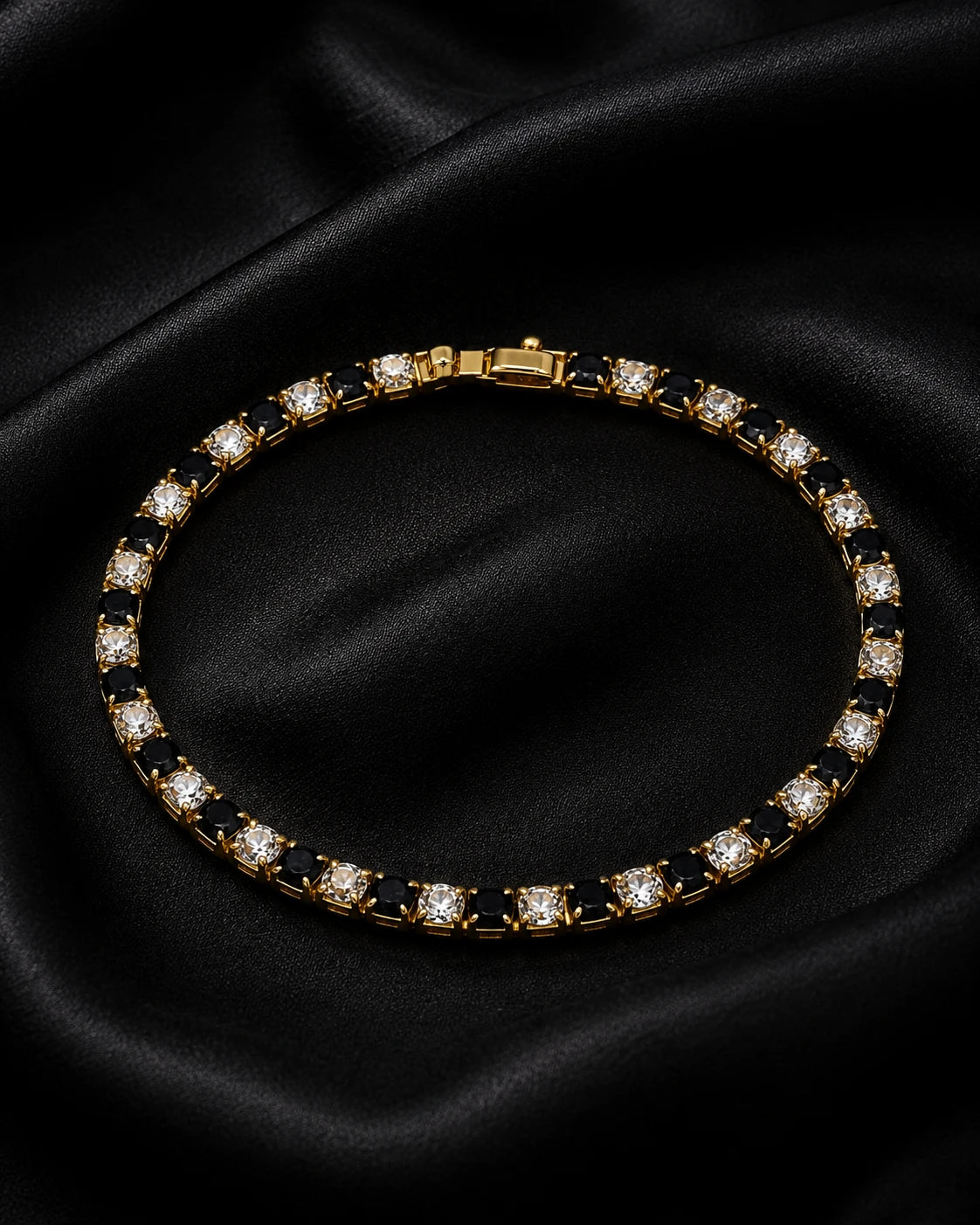 Swannah Midnight Spark Tennis Black & Crystal Gold Bracelet for Women