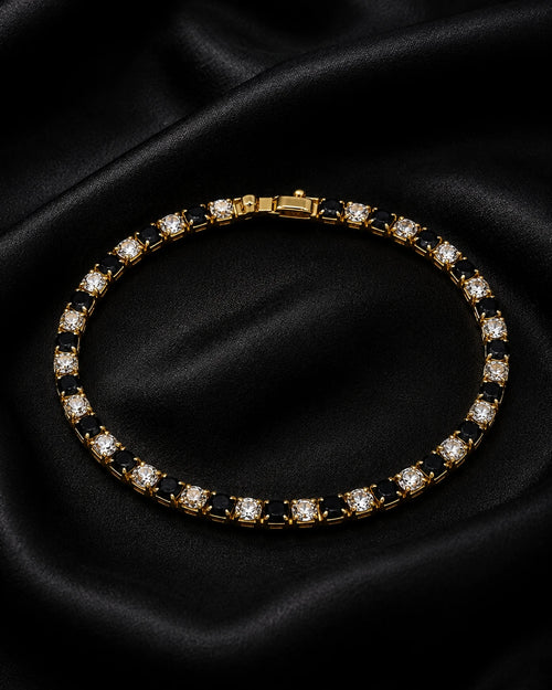 Swannah Midnight Spark Tennis Black & Crystal Gold Bracelet for Women
