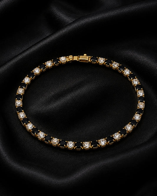 Swannah Midnight Spark Tennis Black & Crystal Gold Bracelet for Women