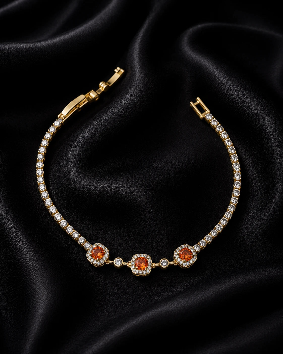 Swannah Sunset Spark Crystal Tennis Gold Crystal Bracelet for Women
