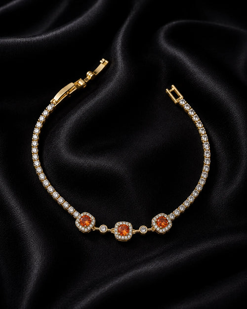 Swannah Sunset Spark Crystal Tennis Gold Crystal Bracelet for Women