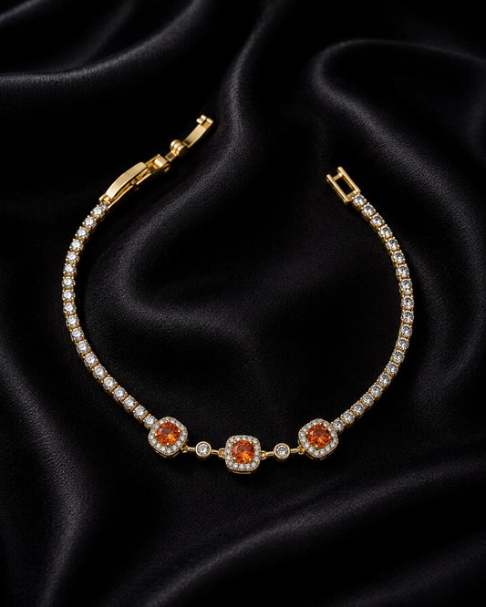 Swannah Sunset Spark Crystal Tennis Gold Crystal Bracelet for Women