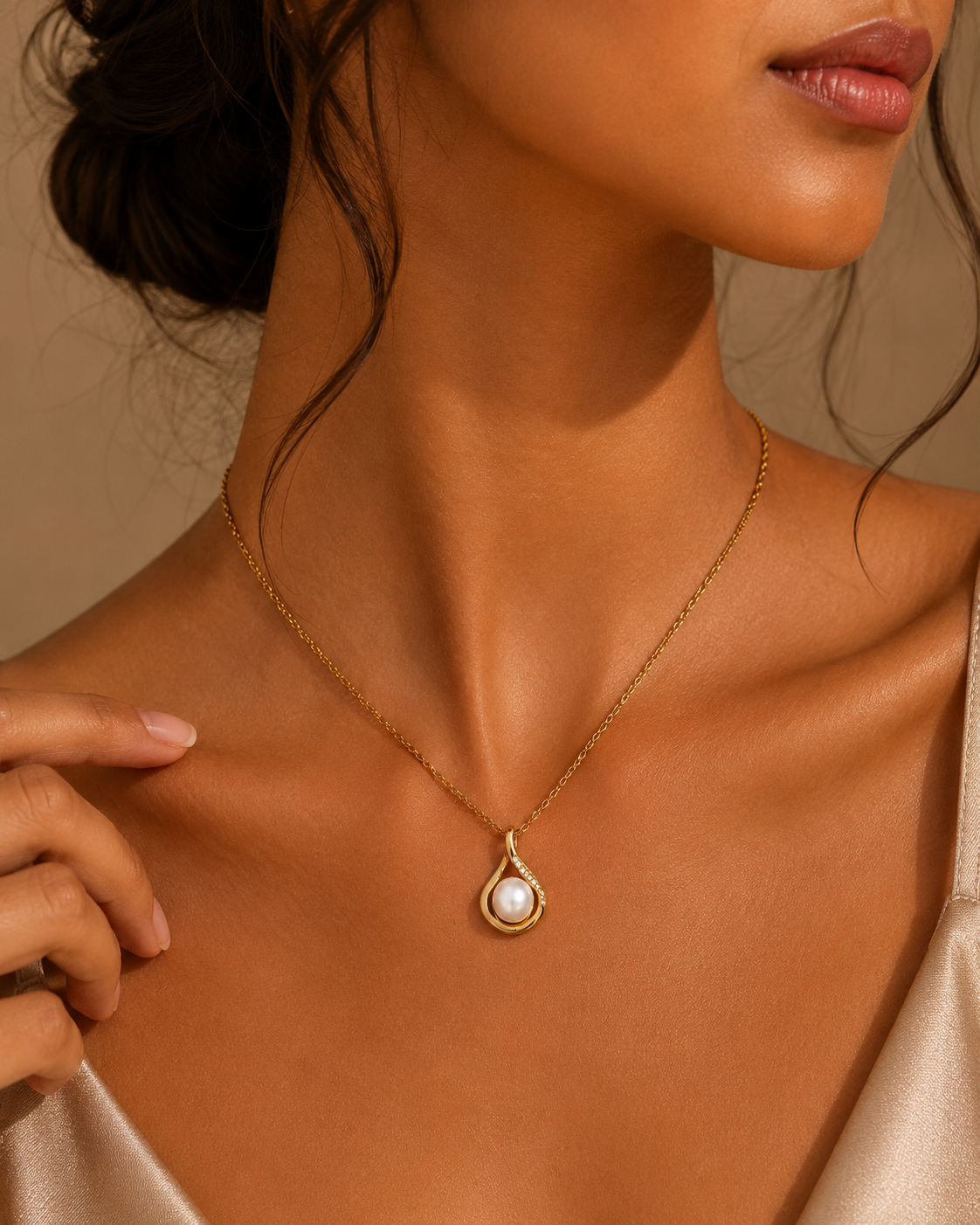 Swannah Pearl Drop Necklace