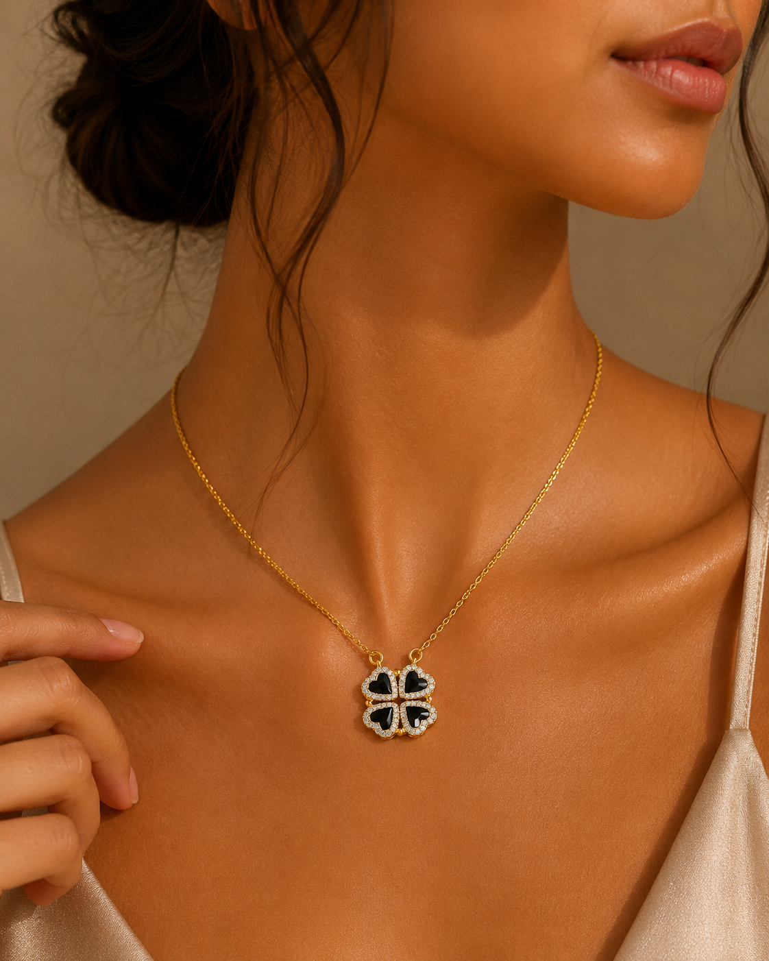 Swannah Black Clover Necklace