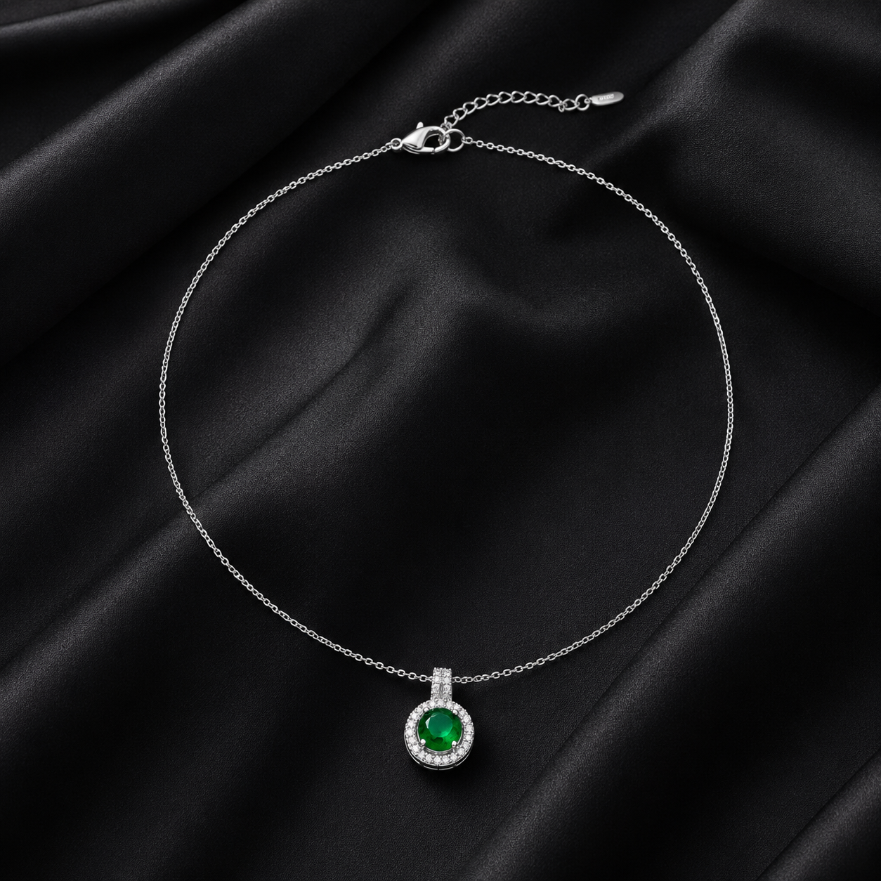 Swannah Emerald Halo Necklace