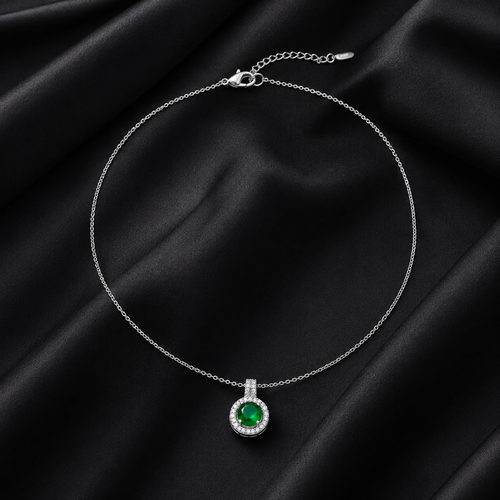 Swannah Emerald Halo Necklace