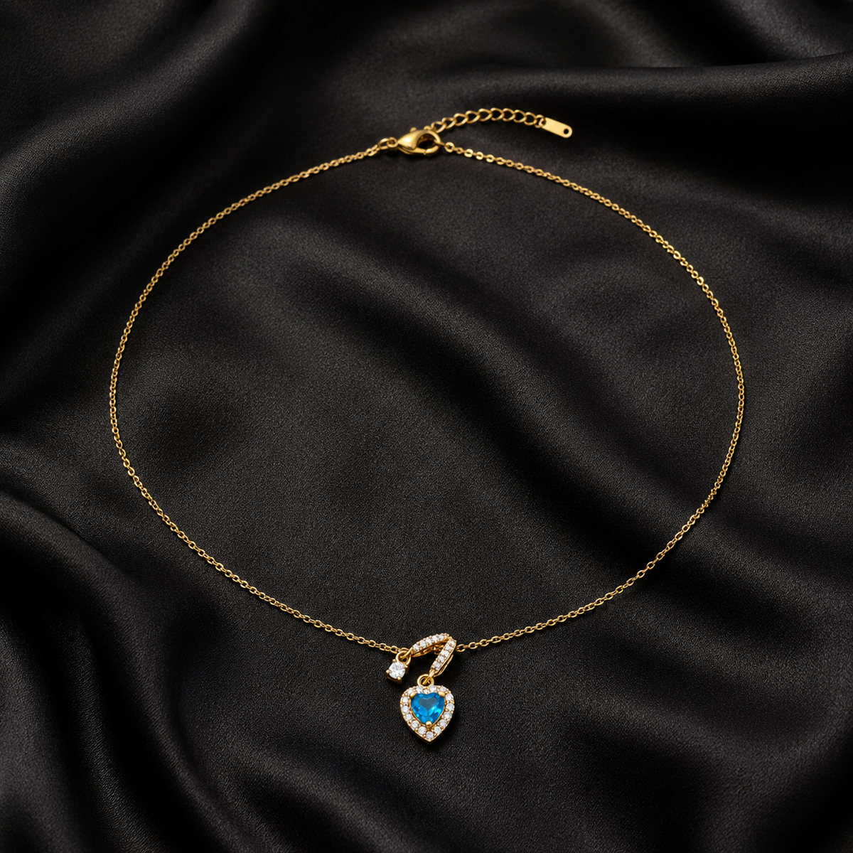 Swannah Blue Heart Charm Necklace