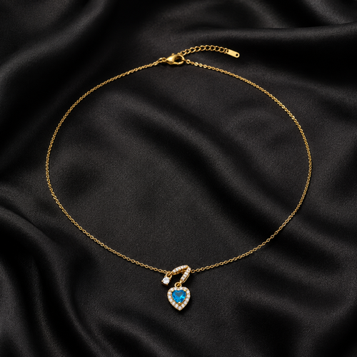 Swannah Blue Heart Charm Necklace