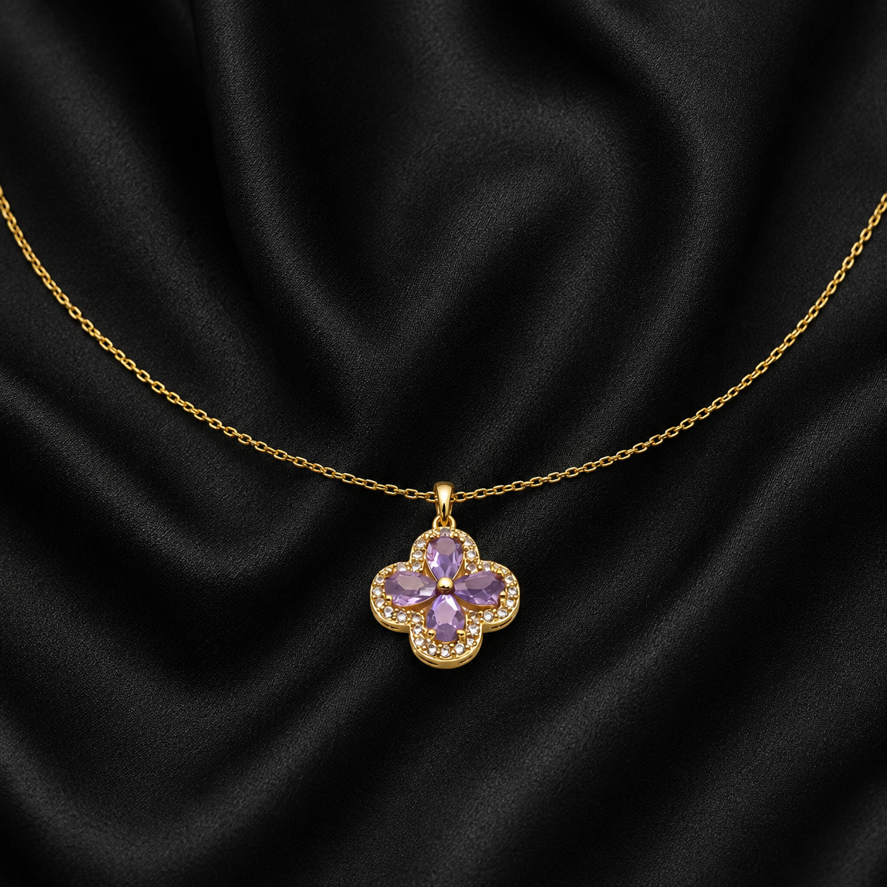 Swannah Lavender Clover Necklace