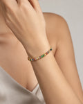 Swannah Rainbow Crystal Tennis Gold Multicolor Gemstone Link Bracelet for Women