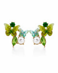 Green Butterfly Pearl Stud