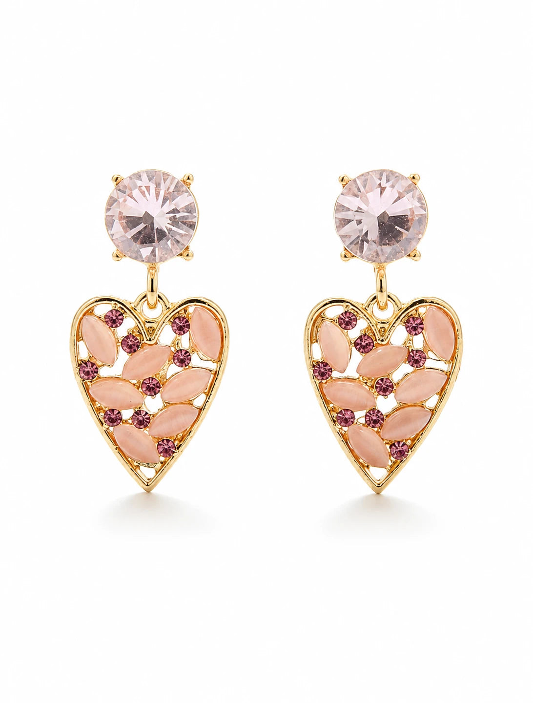 Swannah Pink Heart Filigree Drop