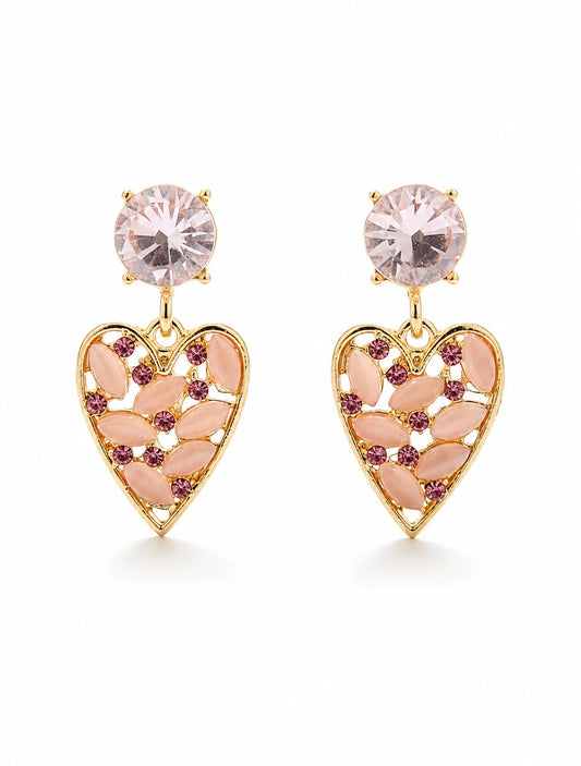 Swannah Pink Heart Filigree Drop