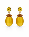 Yellow Oval Drop Earrings