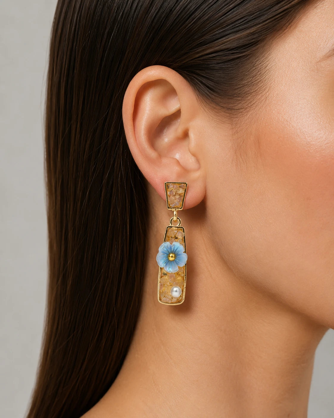 blue flower earrings