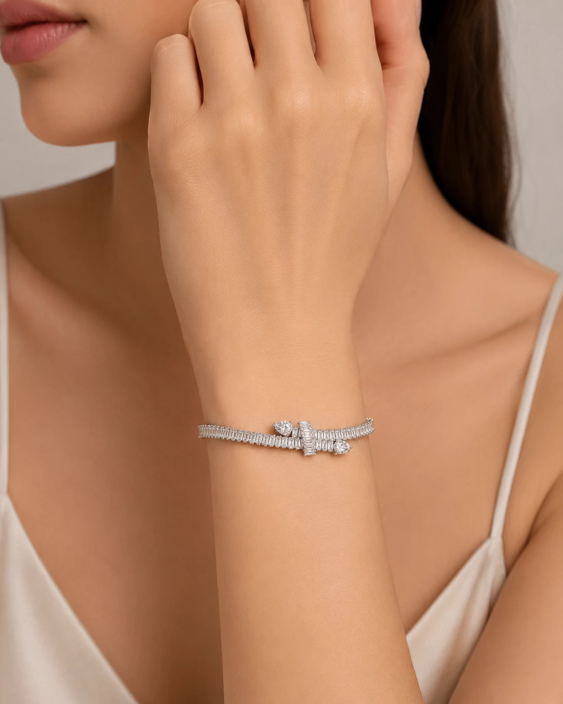 silver tennis bracelet